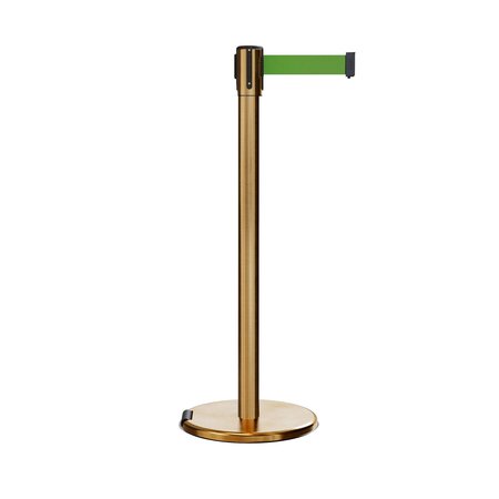 MONTOUR LINE Retractable Belt Rolling Stanchion, 2ft Sat.Brass Post  11ft. Green ME530-SB-GN-110